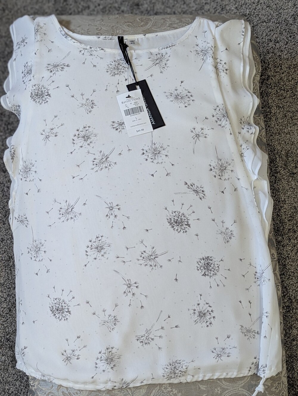 Amanda Greenwood White Floral Blouse - Elegant Short Sleeve Top